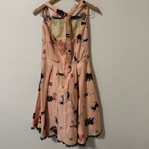 Pinup Couture Ginger Pink Circus Print Dress Black Lace Rockabilly Retro USA-M - Picture 3 of 9
